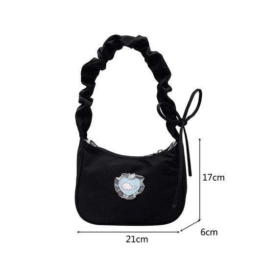 Women Shoulder Bags Vintage Heart Pattern Printed Underarm Bag Women Zipper Dum