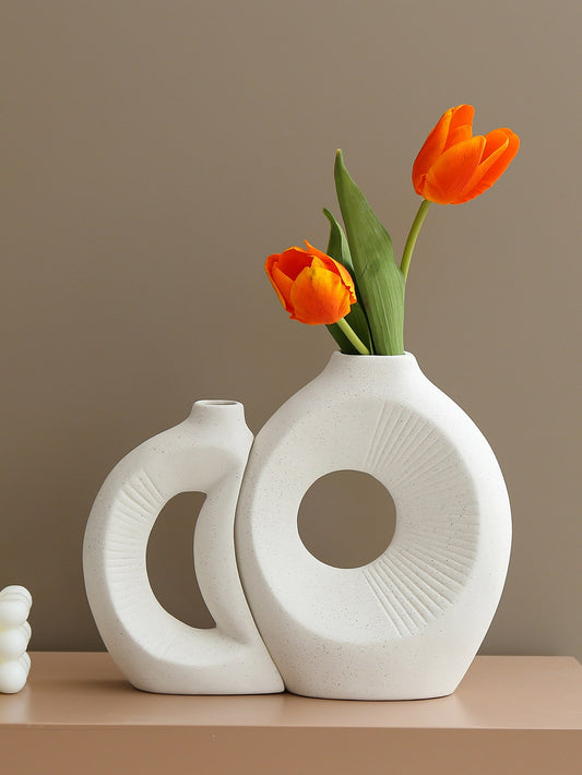 European Style White Ceramic Combination Flower Vase