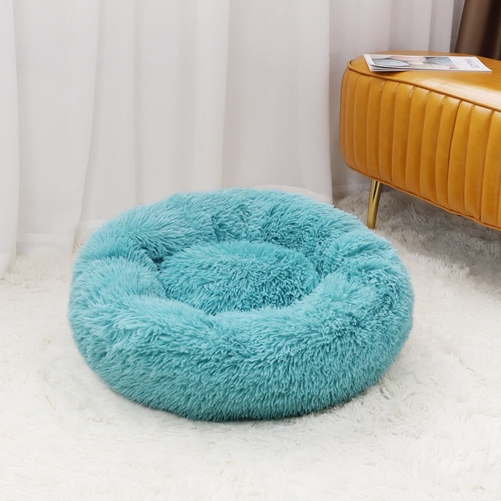 Super Soft Pet Cat Bed Plush Full Size Washable Calm Bed Donut Bed Comfortable