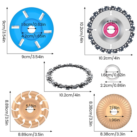 5Pcs Wood Grinding Wheel Set for 4In or 4-1/2In Angle Grinder Grinder Wheel Shap