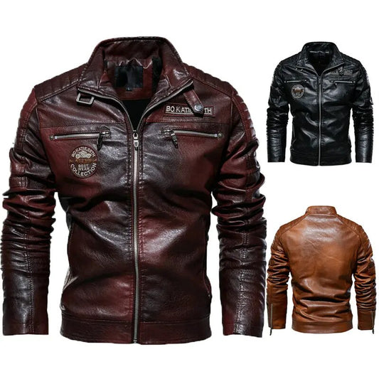 New Autumn and Winter Men's High Quality Fashion Coat Leather Jacket Motorcycle