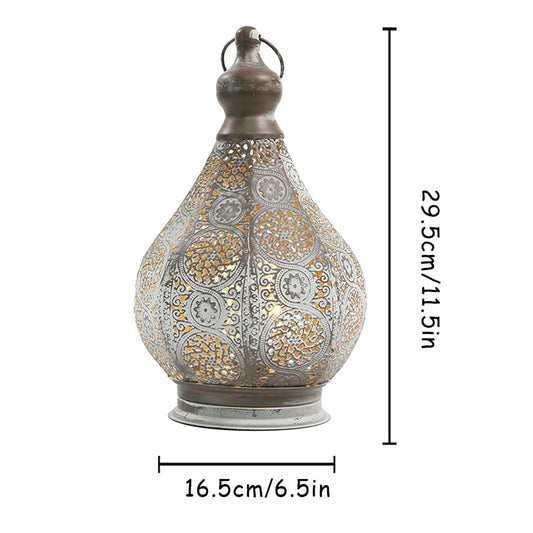 Moroccan Style Candle Holder Lantern Metal Table Wireless Battery Powered Lamp P