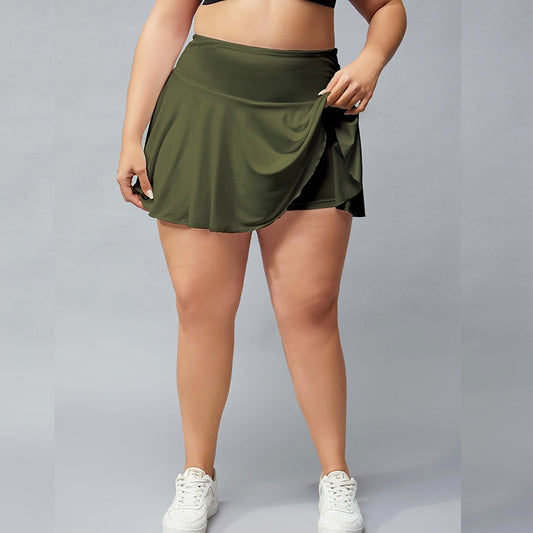 Plus Size Doublel-layer Sporty Tennis Skirts Women 4XL Quick-Dry Breathable Cas