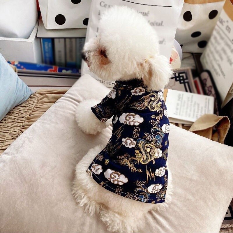 Winter Warm Dog Jacket Pet Puppy Chinese Styles Embroidery Clothes New Year