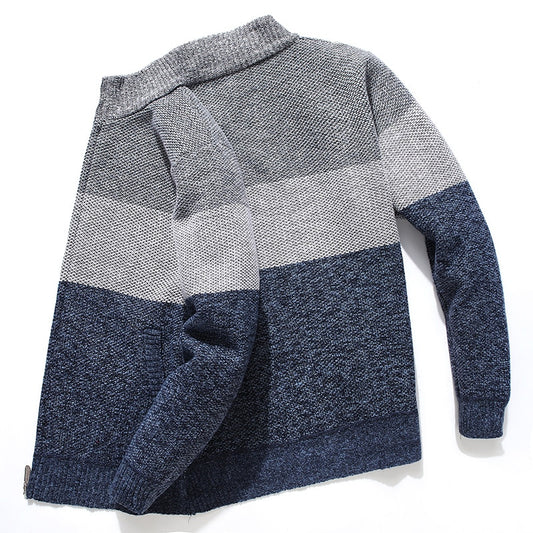 2020 New Cardigan Men Sweater Striped Grey Men's Sweater Oversized Knitted