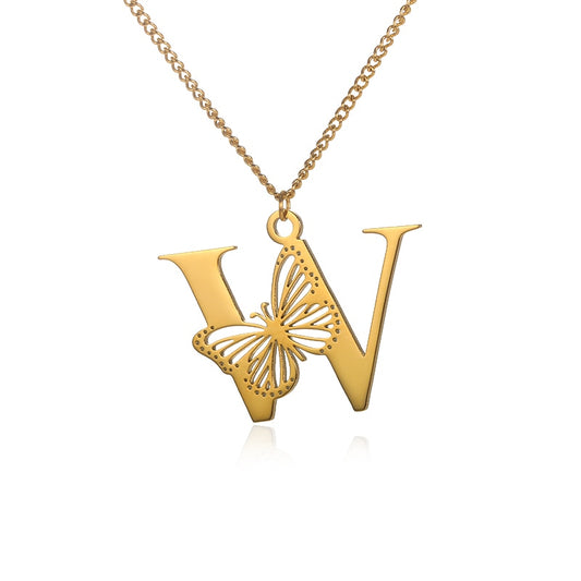 Free Shipping Dainty Big Butterfly Letters Necklaces For Women Girl Jewelry