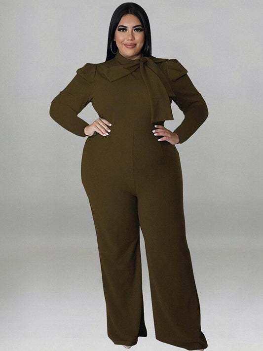 Women Jumpsuit Chic and Elegant Long Sleeve Plus Size Jumpsuit Solid Color Elega