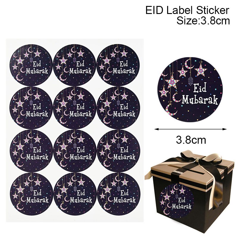 60/120pcs Ramadan EID Mubarak Decorations Paper Sticker Gift Lable Seal