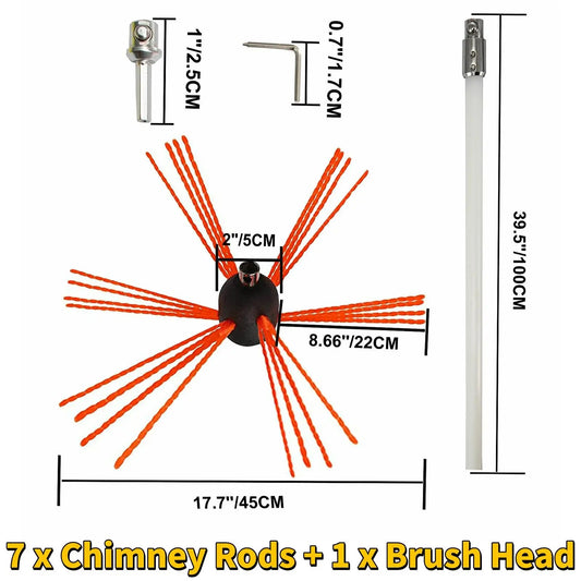 VEVOR Chimney Cleaner Sweep Kit Nylon Electrical Drill Drive Flexible Rod Rotar