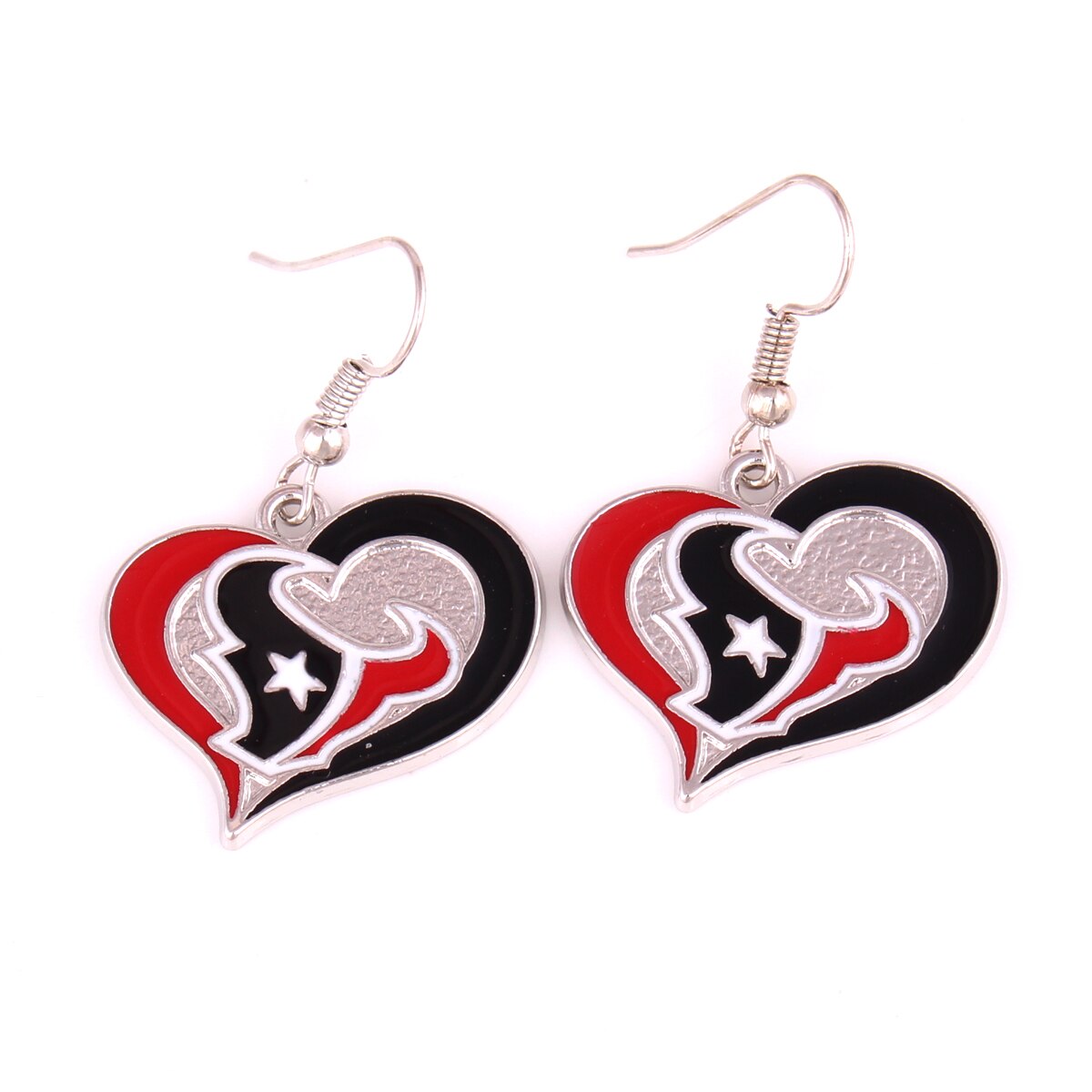 32 DIY Football Team Logo Rugby Heart Shape Sports Teams Earrring