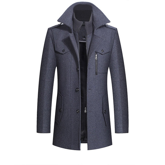 New Casual Thick Wool Winter Coat Men Good Quality Double Color Man Coat Winter