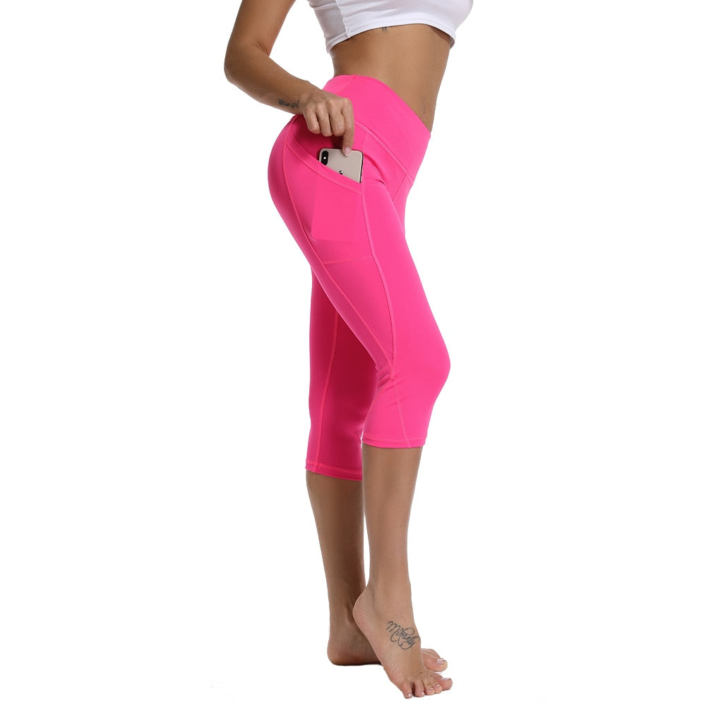 Calf-length Yoga Running Leggings High Waist Workout Push Up Legging Sport Women