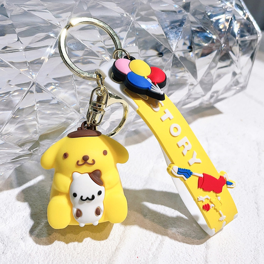 Sanrio Cute Girl Keychain Bag Pendant Pink Kuromi Melody Cinnamoroll Car Key Sa