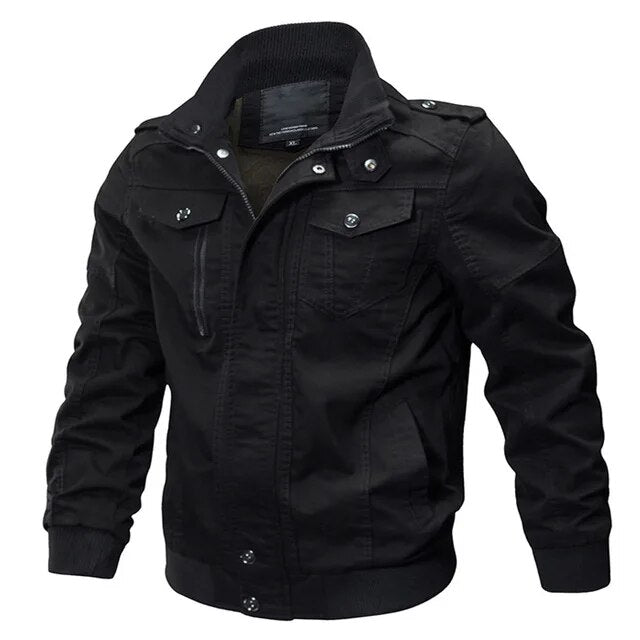 Plus Size Military Bomber Jacket Men Spring Autumn Casual Multi-pocket Pilot Ja