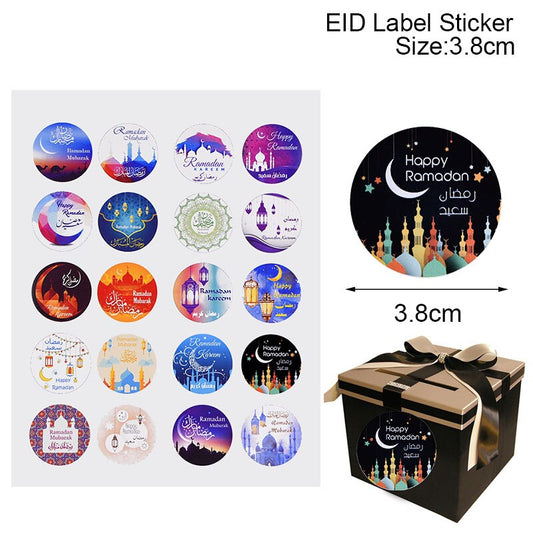 60/120pcs Ramadan EID Mubarak Decorations Paper Sticker Gift Lable Seal