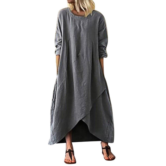 Plus Size 5XL Long Dresses for Women Summer Vintage Cotton and Linen Loose Boho