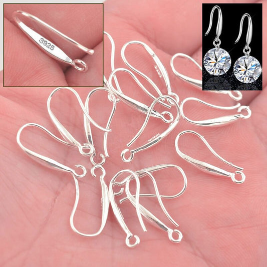 100Pcs Lot DIY Making Jewelry Earring Findings 925 Sterling Silver Ear Hook