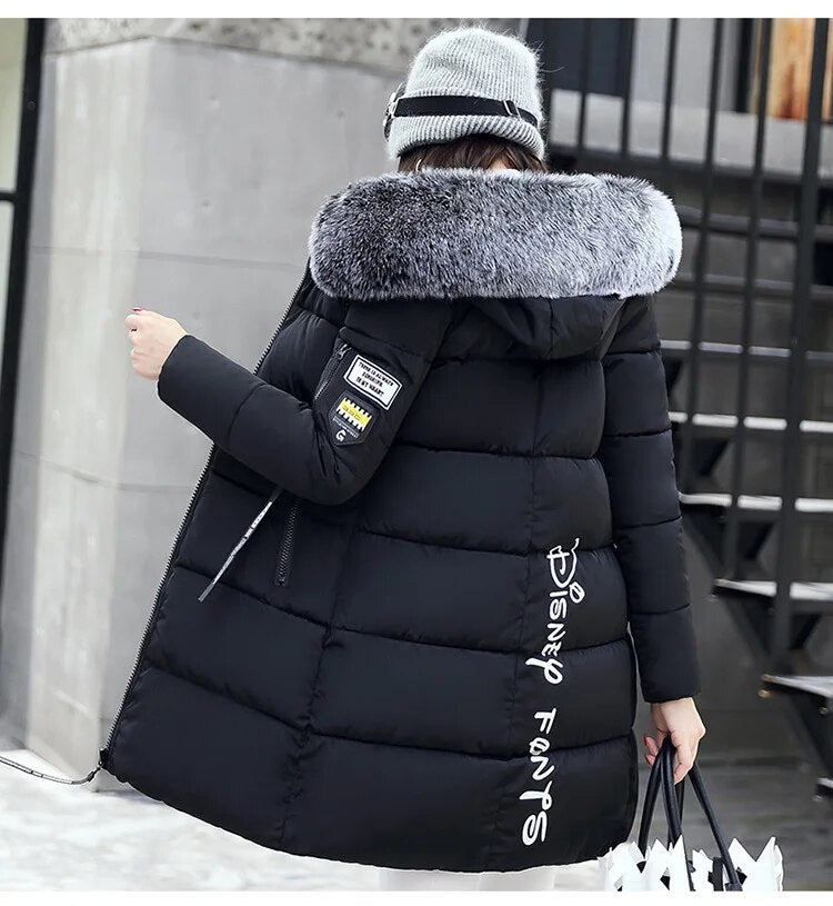 Parka Women 2023 Winter Coats Long Cotton Casual Fur Hooded Jackets Women Thick