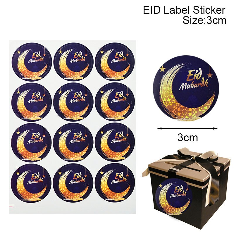 60/120pcs Ramadan EID Mubarak Decorations Paper Sticker Gift Lable Seal