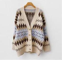 Letter Embroidery Loose Sweaters Women Winter Women Coat Cardigan Preppy Style