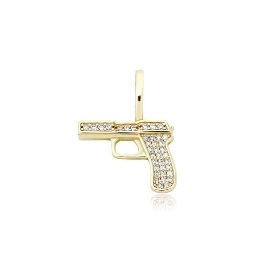 TOPGRILLZ 925 Sterling Silver New Gun Pendant High Quality Iced Out Cubic Zircon