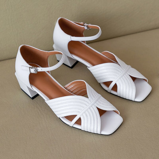 2020 New Summer Women's Sandals Genuine Leather Buckle Strap Women Shoes