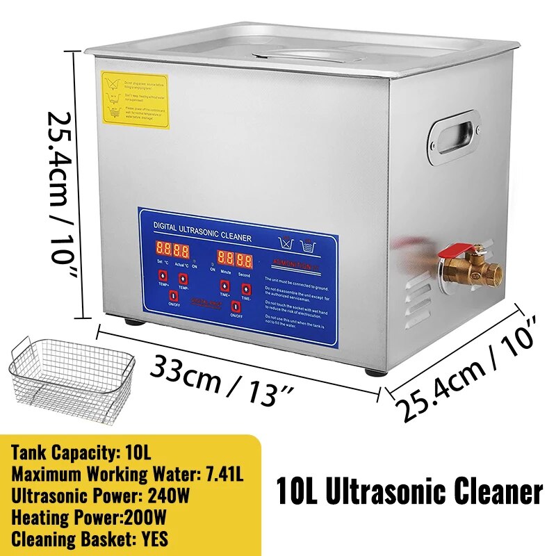 VEVOR 1.3L 2L 3L 6L 10L 15L 22L 30L Ultrasonic Cleaner Lave-Dishes Portable Was