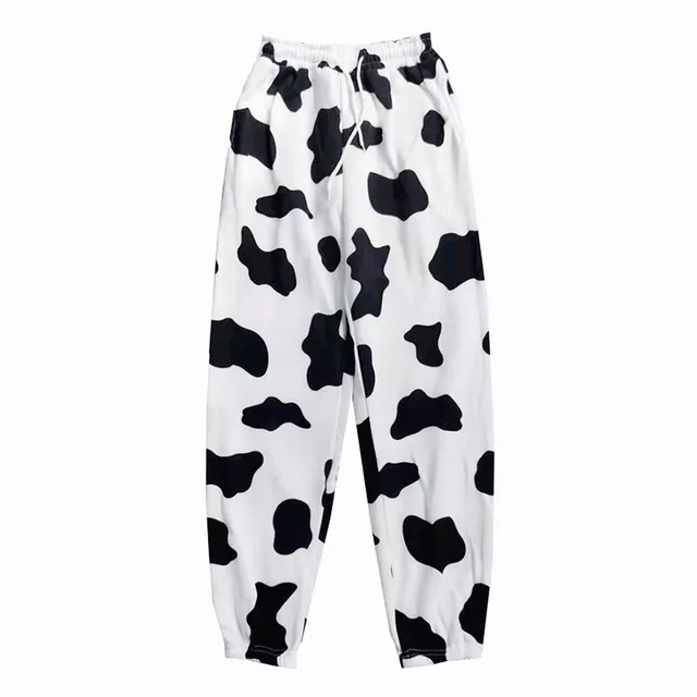 ropa aesthetic y2k pants Cow Print Women Wide Leg Pants Autumn Winter Thicken