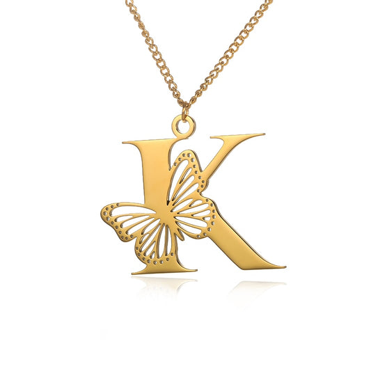 Free Shipping Dainty Big Butterfly Letters Necklaces For Women Girl Jewelry