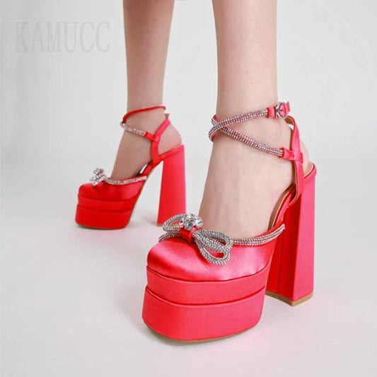 Cute Women Pumps Retro Mary Janes Chunky Heels Sandals Party Platform Dress Par