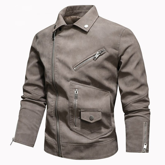 Brand Autumn Winter Men Leather Jackets Vintage Fleece Mens PU Leather Coats Mot