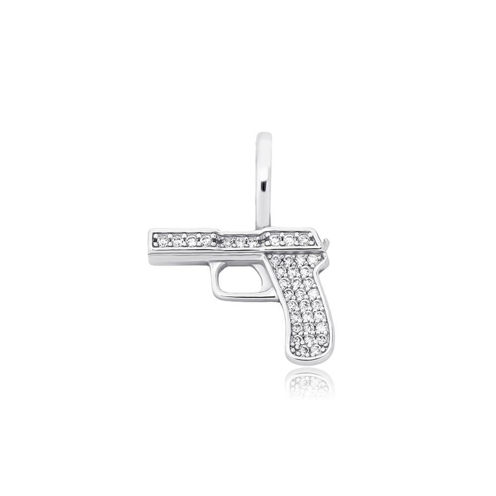 TOPGRILLZ 925 Sterling Silver New Gun Pendant High Quality Iced Out Cubic Zircon