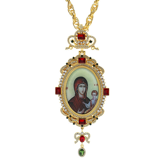 Orthodox Cross Jesus Crucifix Pendant Virgin Mary Religious Jewelry Pectoral Cr