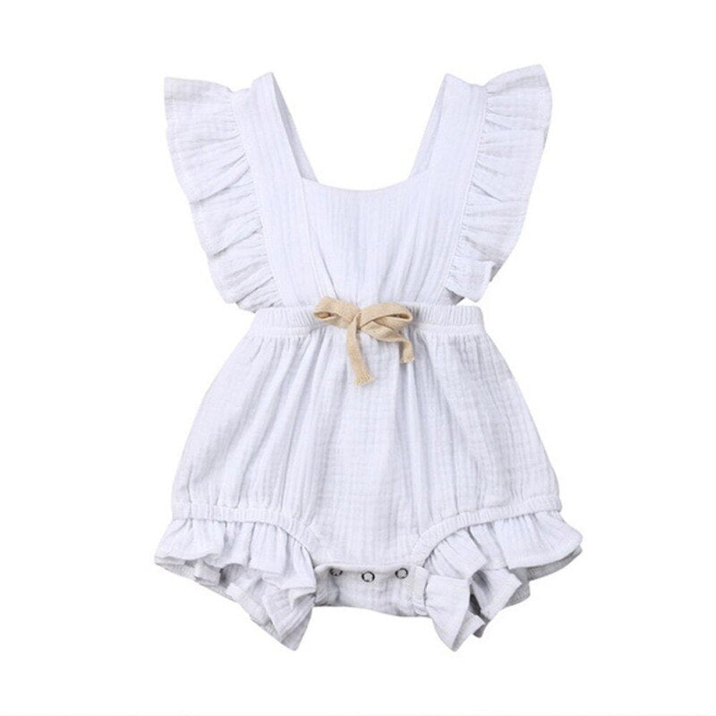 11 styles Newborn Baby Girls Ruffle Solid Color Romper Backcross Jumpsuit Outfit