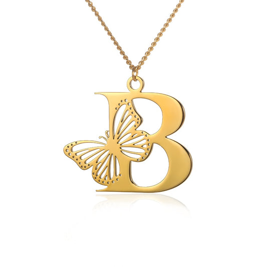 Free Shipping Dainty Big Butterfly Letters Necklaces For Women Girl Jewelry