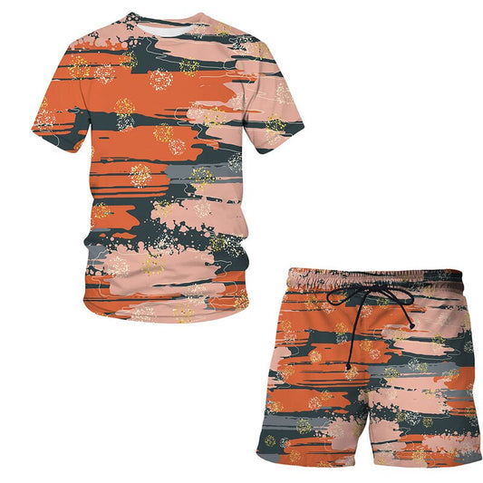 Summer Suit 3D Art Graffiti Printed T-Shirt Shorts Hip Hop Man / Woman Tee Cloth