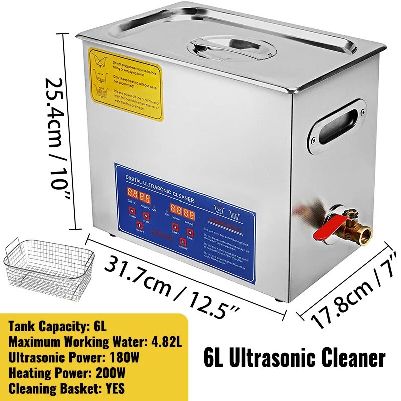 VEVOR 1.3L 2L 3L 6L 10L 15L 22L 30L Ultrasonic Cleaner Lave-Dishes Portable Was