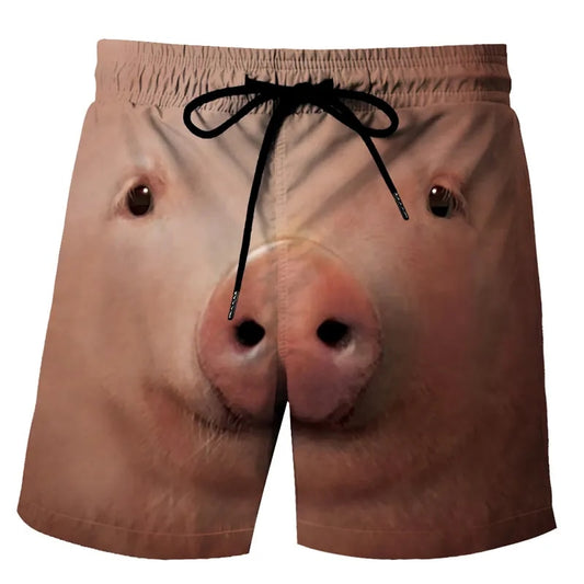 Funny Animal Pig Monkey Graphic Print Mens Shorts Summer Fashion Casual Oversiz