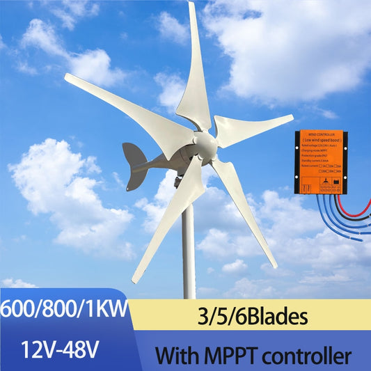 Wind Generator 600w 800w 1000w 48v 24v 12v Portable Windmills Turbine With Mppt