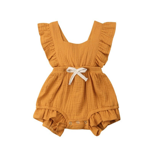 11 styles Newborn Baby Girls Ruffle Solid Color Romper Backcross Jumpsuit Outfit