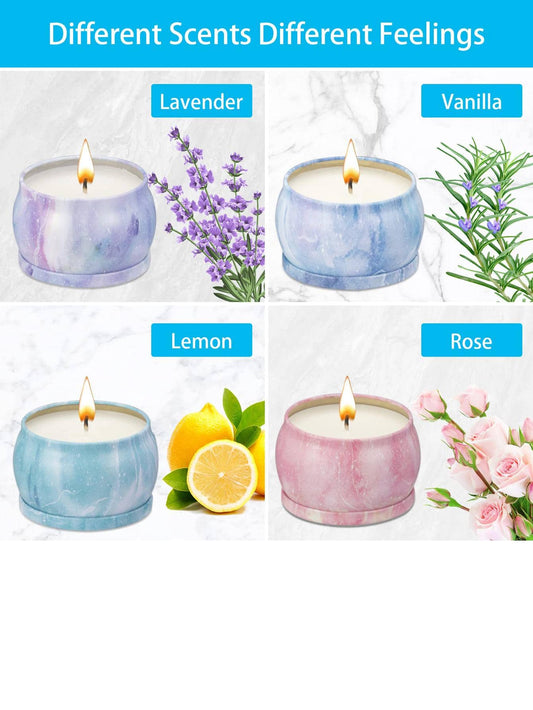 Set de regalo de 4 velas perfumadas para mujer, tarro portÃƒÂ¡til de cera de soja