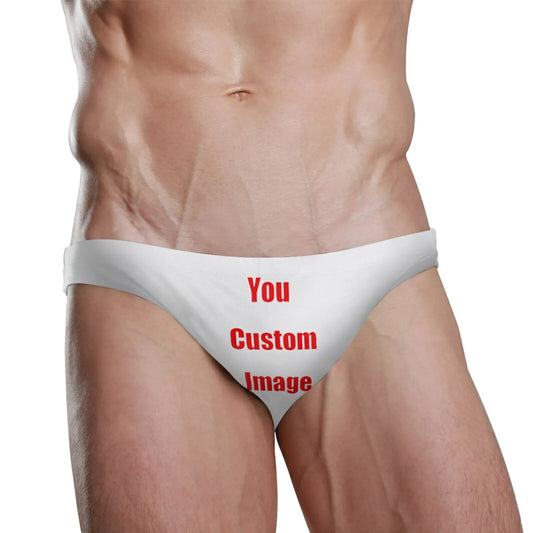 Custom pattern Man's Brand Swimming Briefs Low Waist Swimwear drop With Push-up