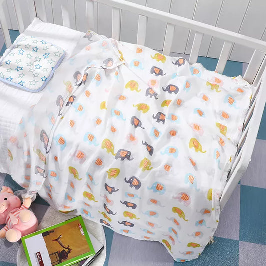 110x120cm 4 Layers Muslin Bamboo Cotton Newborn Baby Receiving Blanket Swaddling