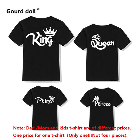 Cotton family matching clothes t shirt Princess Queen king father girls boy