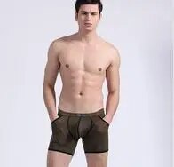 New men's panties translucent soft male ondergoed mannen viscose long boxer uom