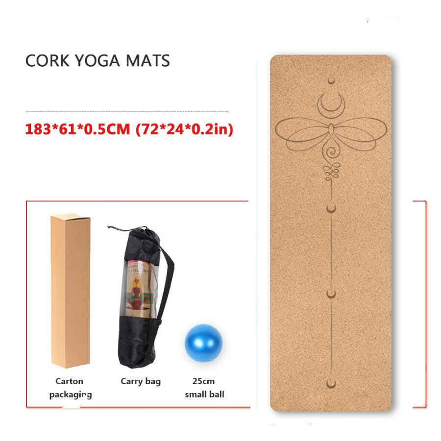 Yoga Mat Cork TPE Natural 5mm Non-slip Gym Sports Mats Absorb Sweat Odorless