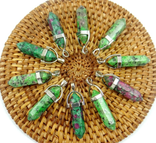 Natural Stone Fluorite Quartz Crystal Turquoises Lapis Tiger Eye Chakra Pendant