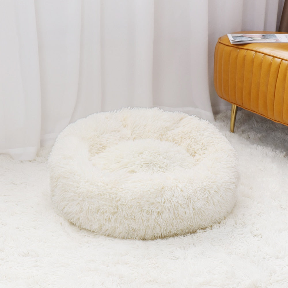 Super Soft Pet Cat Bed Plush Full Size Washable Calm Bed Donut Bed Comfortable