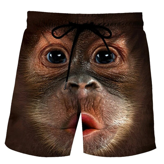 Funny Animal Pig Monkey Graphic Print Mens Shorts Summer Fashion Casual Oversiz