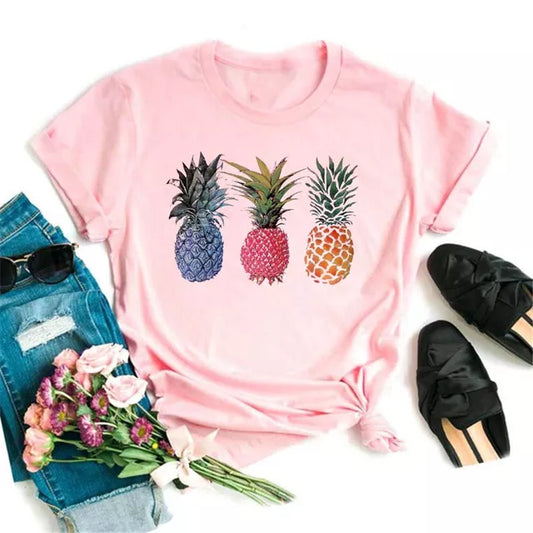 Kawaii Pineapple Printed Womens Clothes Streetwear T Shirt Cartoon Graphic Tees